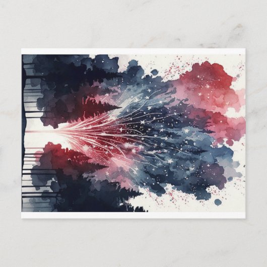 Carte postale Feux d'artifice dans la forêt (Devant)