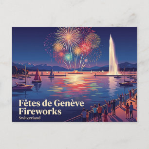 Carte Postale Feux d'artifice des Fêtes de Genève Suisse