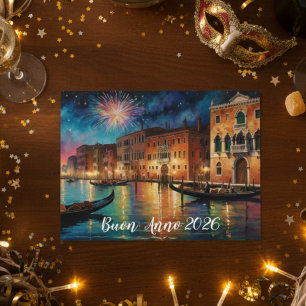 Carte Postale Feux d'artifice élégants de Venise Nouvel An