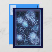 Carte Postale Feux d'artifice explosant dans un ciel bleu (Devant / Derrière)