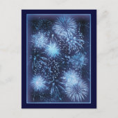 Carte Postale Feux d'artifice explosant dans un ciel bleu (Devant)