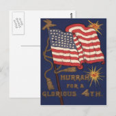 Carte Postale Feux d'artifice Explosion Drapeau américain 4 juil (Devant / Derrière)