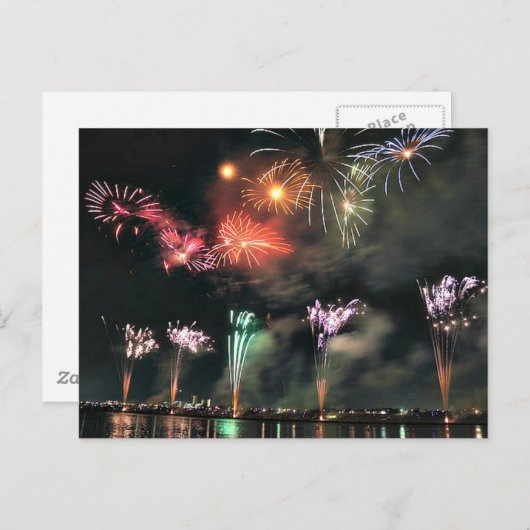 Carte Postale Feux d'artifice spectaculaires (Devant / Derrière)