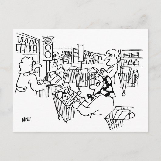 Carte Postale Feux de circulation de supermarché amusant (Devant)