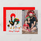 Carte Postale Feux de Noël, baubles, cadeaux et coq (Devant / Derrière)