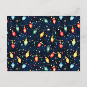 Carte Postale Feux de Noël design avec brillance scintillante
