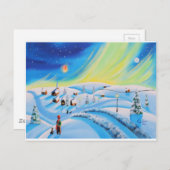 Carte Postale Feux du Nord et une lanterne (Devant / Derrière)