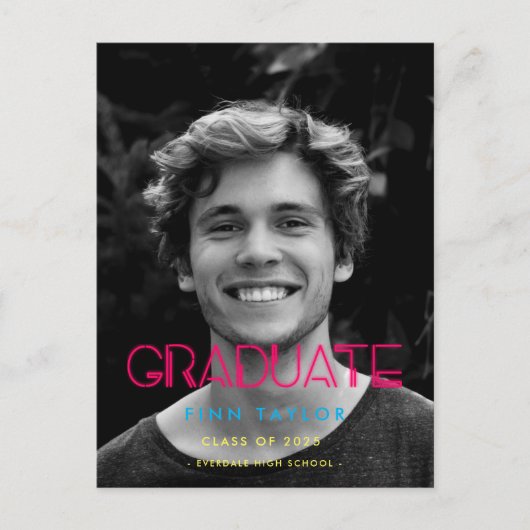 Carte Postale Feux néons rétro 80s Diplôme photo (Devant)