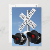 Carte Postale Feux rouges - Panneau de croisement ferroviaire (Devant / Derrière)