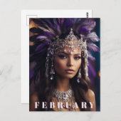 Carte Postale *~* FÉVRIER AP53 Tête Boho AMÉTHYST (Devant / Derrière)