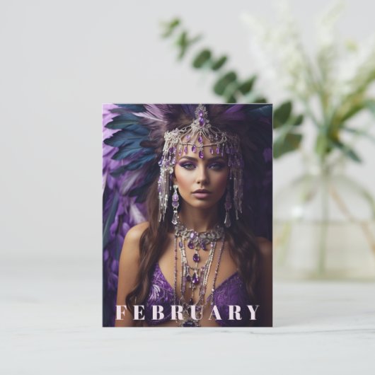 Carte Postale *~* FÉVRIER AP53 Tête Boho AMÉTHYST (Debout devant)