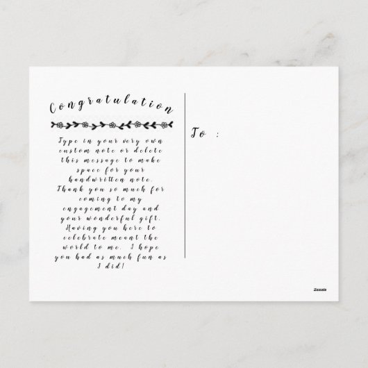 Carte postale fiançailles (Dos)