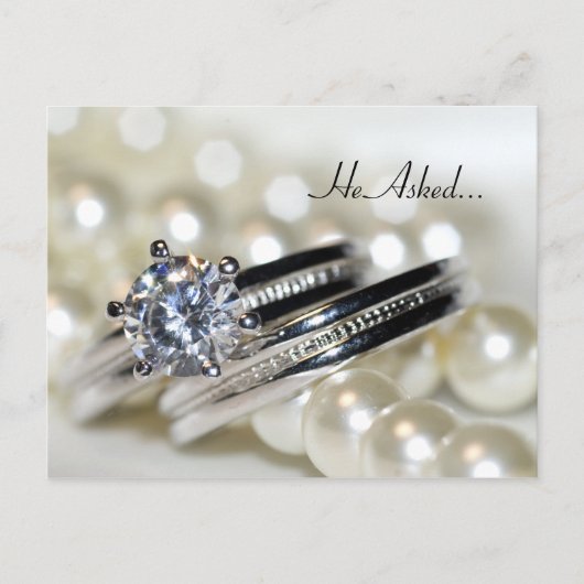 Carte postale Fiançailles anneaux et perles (Devant)