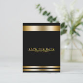 Carte Postale Fiançailles élégant Black & Gold Enregistrer la da (Debout devant)