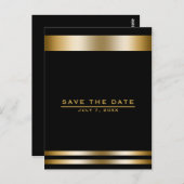 Carte Postale Fiançailles élégant Black & Gold Enregistrer la da (Devant / Derrière)