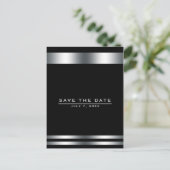 Carte Postale Fiançailles élégant Black & Silver Enregistrer la  (Debout devant)