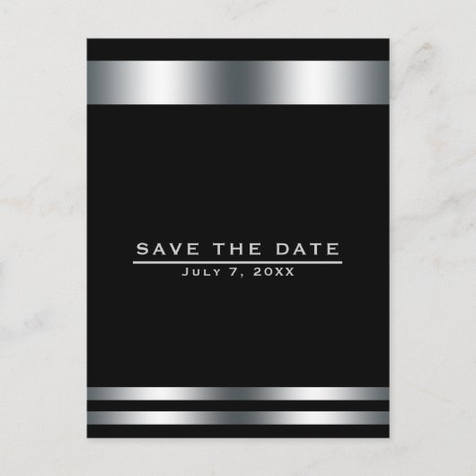 Carte Postale Fiançailles élégant Black & Silver Enregistrer la  (Devant)