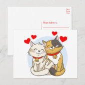 Carte Postale Fiançailles Fête des mariées Rouge Mariage Love Ch (Devant / Derrière)