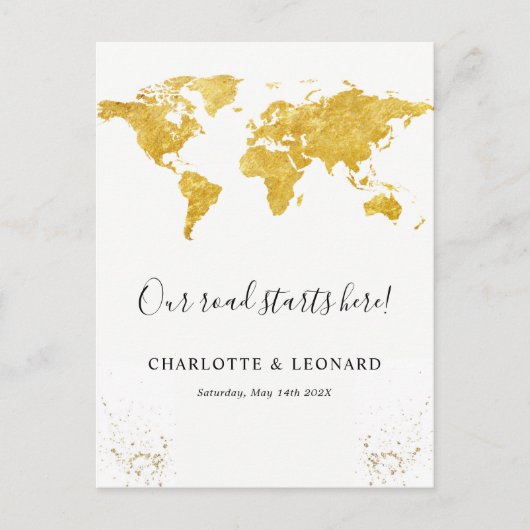 Carte postale fiançailles Gold (Devant)