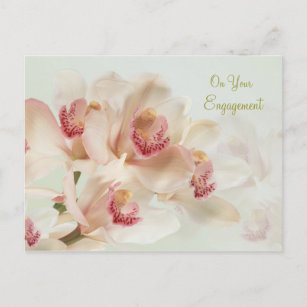 Carte Postale Fiançailles - Orchidées blanches en pleine florais