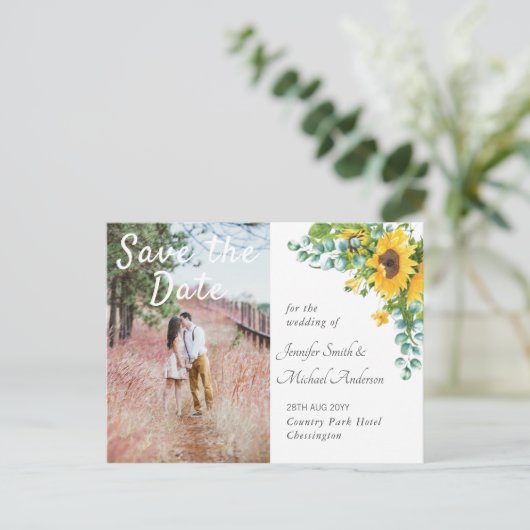 Carte Postale Fiançailles Photo Enregistrer la date Mariage des  (Debout devant)