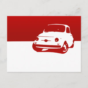 Carte Postale Fiat 500, 1959 - Rouge à la lumière
