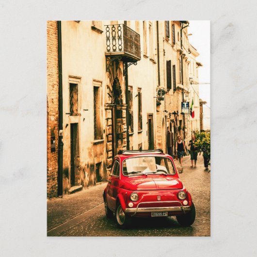 Carte Postale Fiat 500, Cinquecento en Italie (Devant)