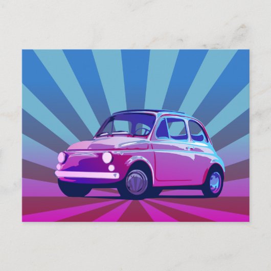 Carte Postale Fiat 500 Coloré (Devant)
