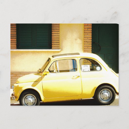 Carte Postale Fiat jaune 500 en Italie (Devant)