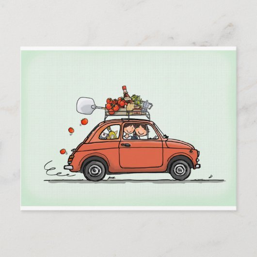 Carte Postale Fiat vintage 500 (Devant)