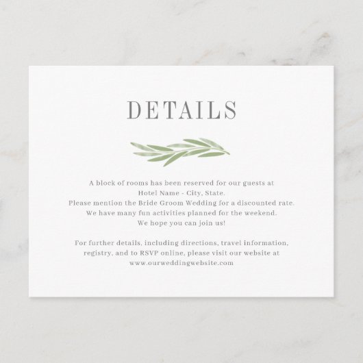 Carte Postale Fiche de boîtier Détails du Mariage de la branche  (Devant)