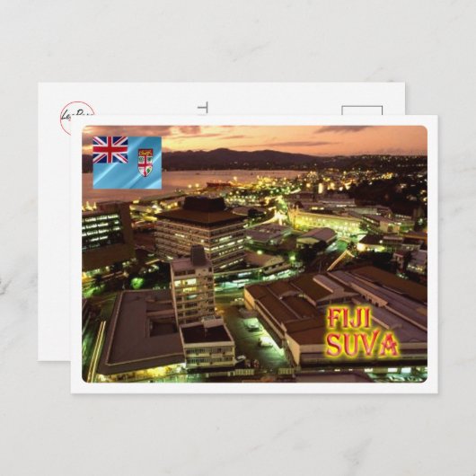 Carte Postale Fidji - Suva la nuit - (Devant / Derrière)