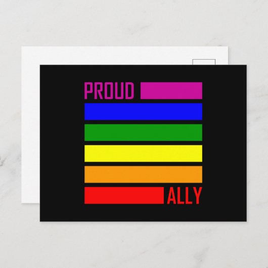 Carte Postale FIER ALLY FLAG LGBT Pride Mois LGBTQ Rainbow (Devant / Derrière)