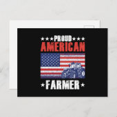 Carte Postale Fier American Farmer USA Flag Tractor Farm (Devant / Derrière)