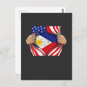 Carte Postale Fier drapeau philippin des Philippines américain (Devant / Derrière)