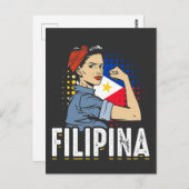 Carte Postale Fier drapeau philippin femme Philippines (Devant / Derrière)