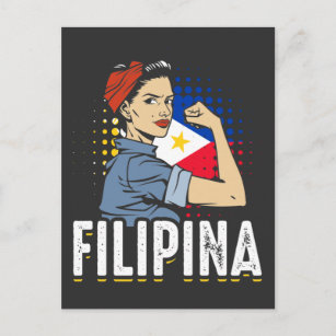 Carte Postale Fier drapeau philippin femme Philippines