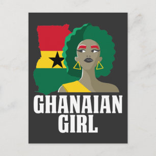 Carte Postale Fier Ghana fille Drapeau Afrique de l'Ouest