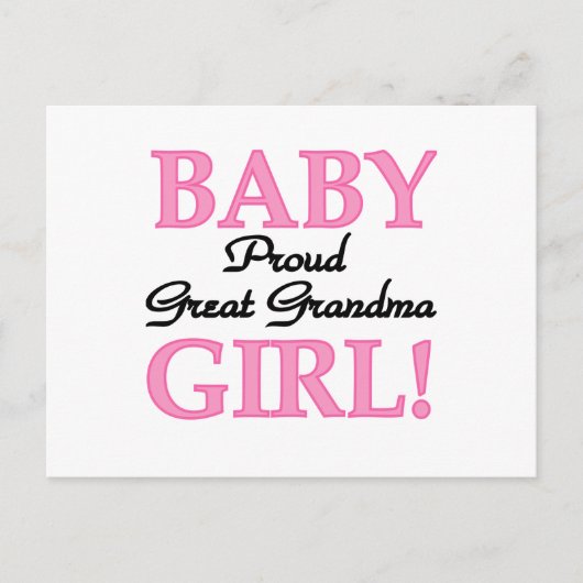 Carte Postale Fier Grand Grand-mère Baby Girl Tshirts et cadeaux (Devant)