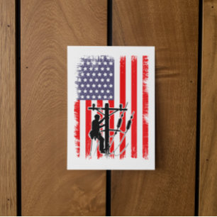 Carte Postale Fier lineman américain Travailleur utilitaire patr