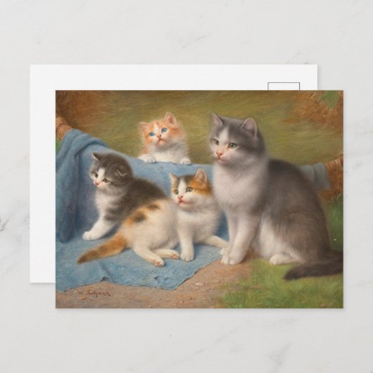 Carte Postale Fier Mère Chat Wilhelm Schwar Art (Devant / Derrière)
