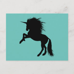 Carte Postale Fier noir Unicorne Silhouette Imaginaire animal, Z