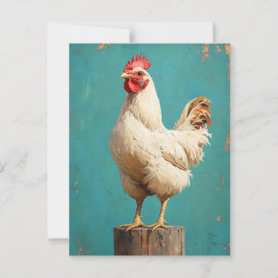 Carte Postale Fier poulet blanc
