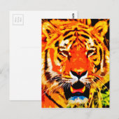 Carte Postale Fierce Bright Orange Tiger Sibérien (Devant / Derrière)