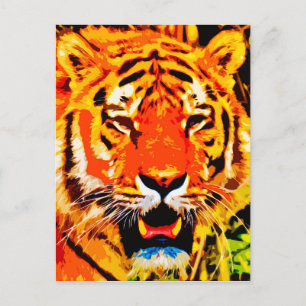 Carte Postale Fierce Bright Orange Tiger Sibérien