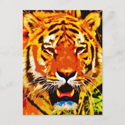 Carte Postale Fierce Bright Orange Tiger Sibérien (Devant)