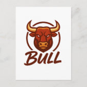 Carte Postale Fierce Bull Head Logo, Creative Mascot BULL (Devant)