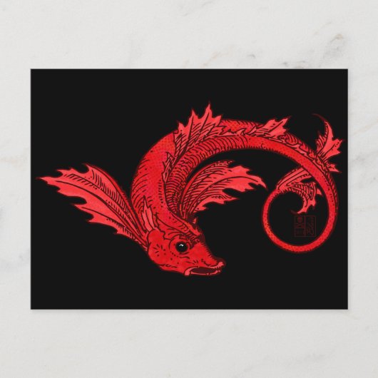 Carte Postale Fierce Fiery Red Flying Elemental Poisson (Devant)