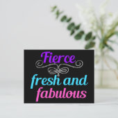 Carte Postale Fierce Fresh Fabulous Fun Amusant Confiant Citatio (Debout devant)