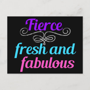 Carte Postale Fierce Fresh Fabulous Fun Amusant Confiant Citatio